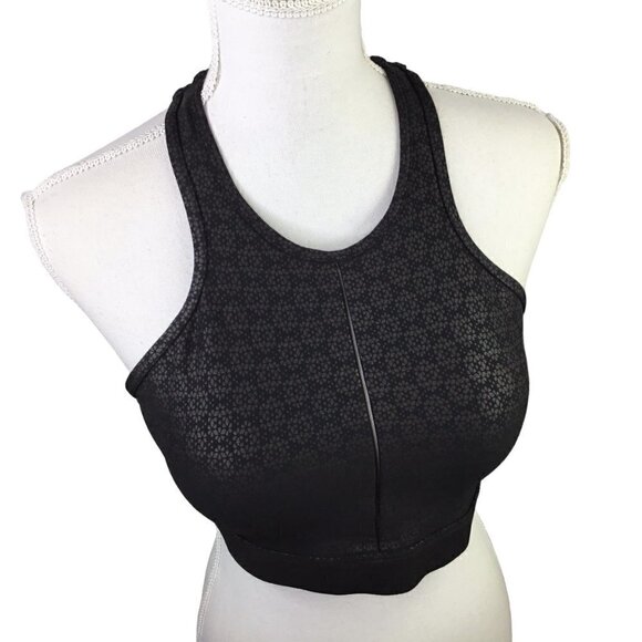 Zyia Active Flower Power Sports Bra Size M Black Floral High Neck Removable Pads - Picture 1 of 9